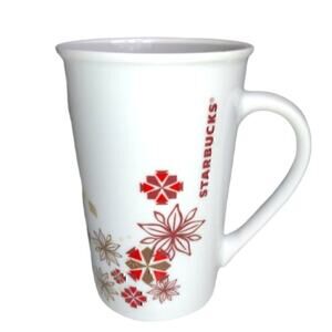 Starbucks 2013 Winter Poinsettia Tapered Coffer/Tea Mug Collectible